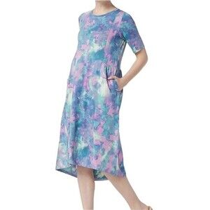 LOGO drop waist tie die short sleeve midi dress size small